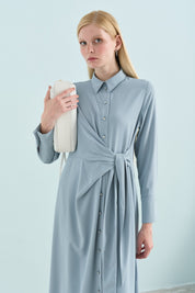 Asymmetrical Tunic with Stone Details - Light Blue