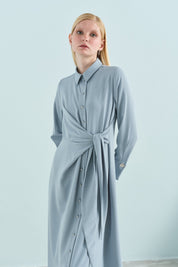 Asymmetrical Tunic with Stone Details - Light Blue