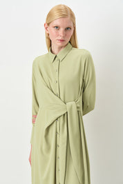 Asymmetrical Tunic with Stone Details - Pistachio Green