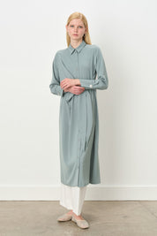 Asymmetrical Tunic with Stone Details - Aqua Green