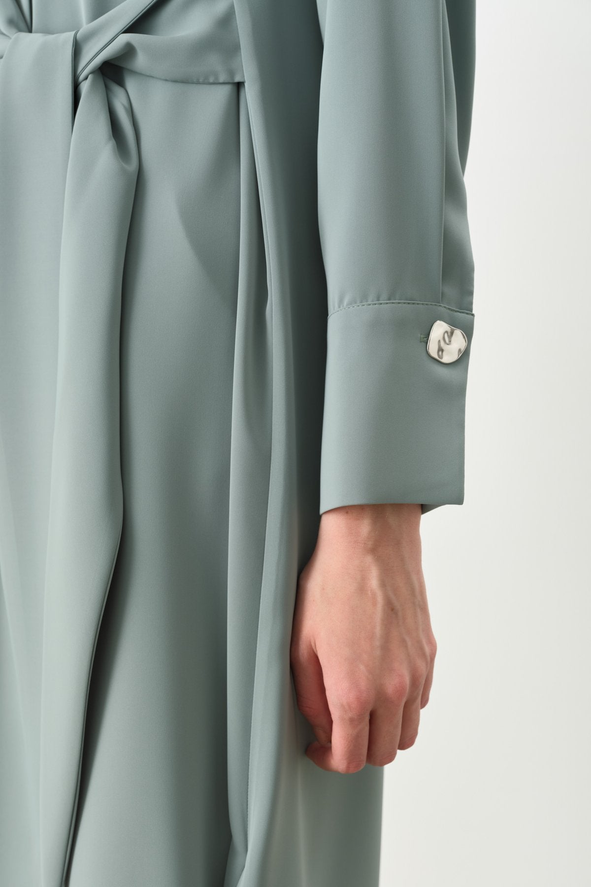 Asymmetrical Tunic with Stone Details - Aqua Green