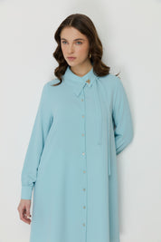Asymmetric Neck Stylish Tunic - Aqua