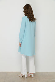 Asymmetric Neck Stylish Tunic - Aqua
