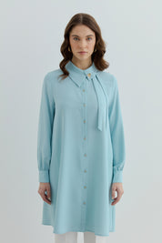 Asymmetric Neck Stylish Tunic - Aqua