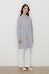 Asymmetrical Neck Stylish Tunic - Grey