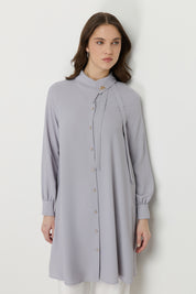 Asymmetrical Neck Stylish Tunic - Grey