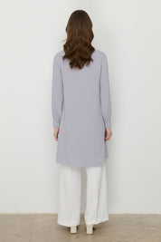 Asymmetrical Neck Stylish Tunic - Grey