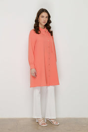 Asymmetrical Collar Stylish Tunic - Orange