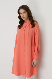 Asymmetrical Collar Stylish Tunic - Orange