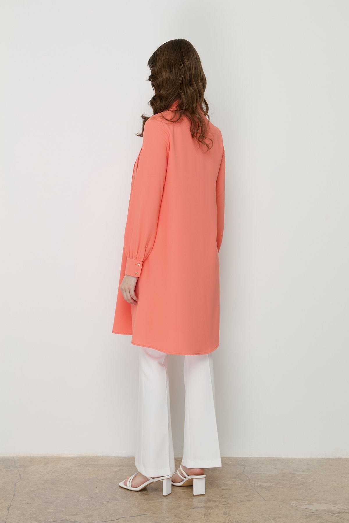 Asymmetrical Collar Stylish Tunic - Orange