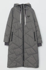 Quilted Astronaut Collar Coat - Dark Gray
