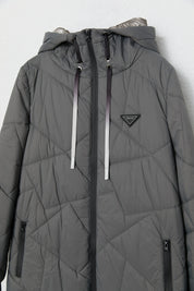 Quilted Astronaut Collar Coat - Dark Gray