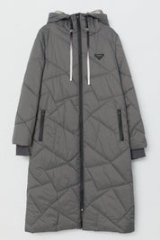 Quilted Astronaut Collar Coat - Dark Gray