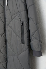 Quilted Astronaut Collar Coat - Dark Gray