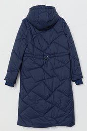 Astronaut Collar Quilted Coat - Navy Blue
