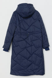 Astronaut Collar Quilted Coat - Navy Blue