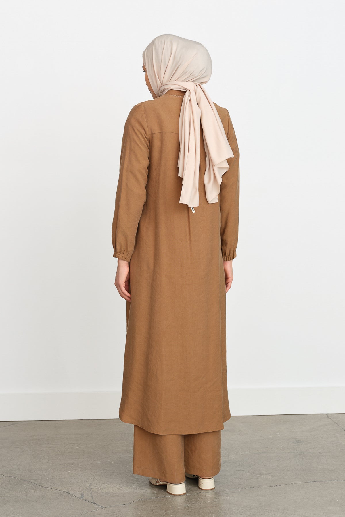 Comfort Fit Tencel Trench Coat with Drawstring Detail - Light Brown