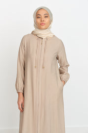 Tencel Relaxed Fit Trench Coat with Drawstring - Sand