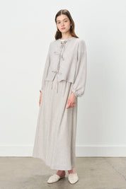 Linen-Look Skirt and Jacket Set - Grey