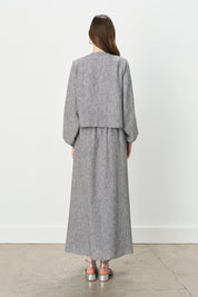 Linen-Look Skirt and Jacket Set - Black