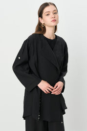 Modal Suit with Tie Detail, Pants and Jacket - Black