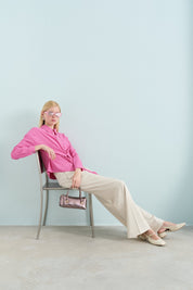 Bağlamalı Crop Gömlek - Fuşya