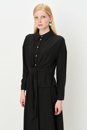 Tie-Up Crop Shirt - Black