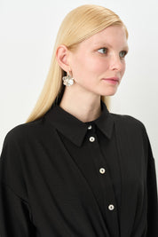 Tie-Up Crop Shirt - Black