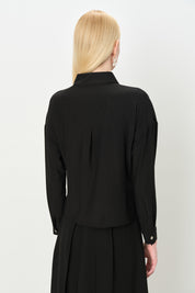 Tie-Up Crop Shirt - Black