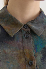 Tied Cupra Crop Lyocell Shirt - Indigo