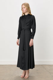 Balloon Sleeve Crash Dress - Black