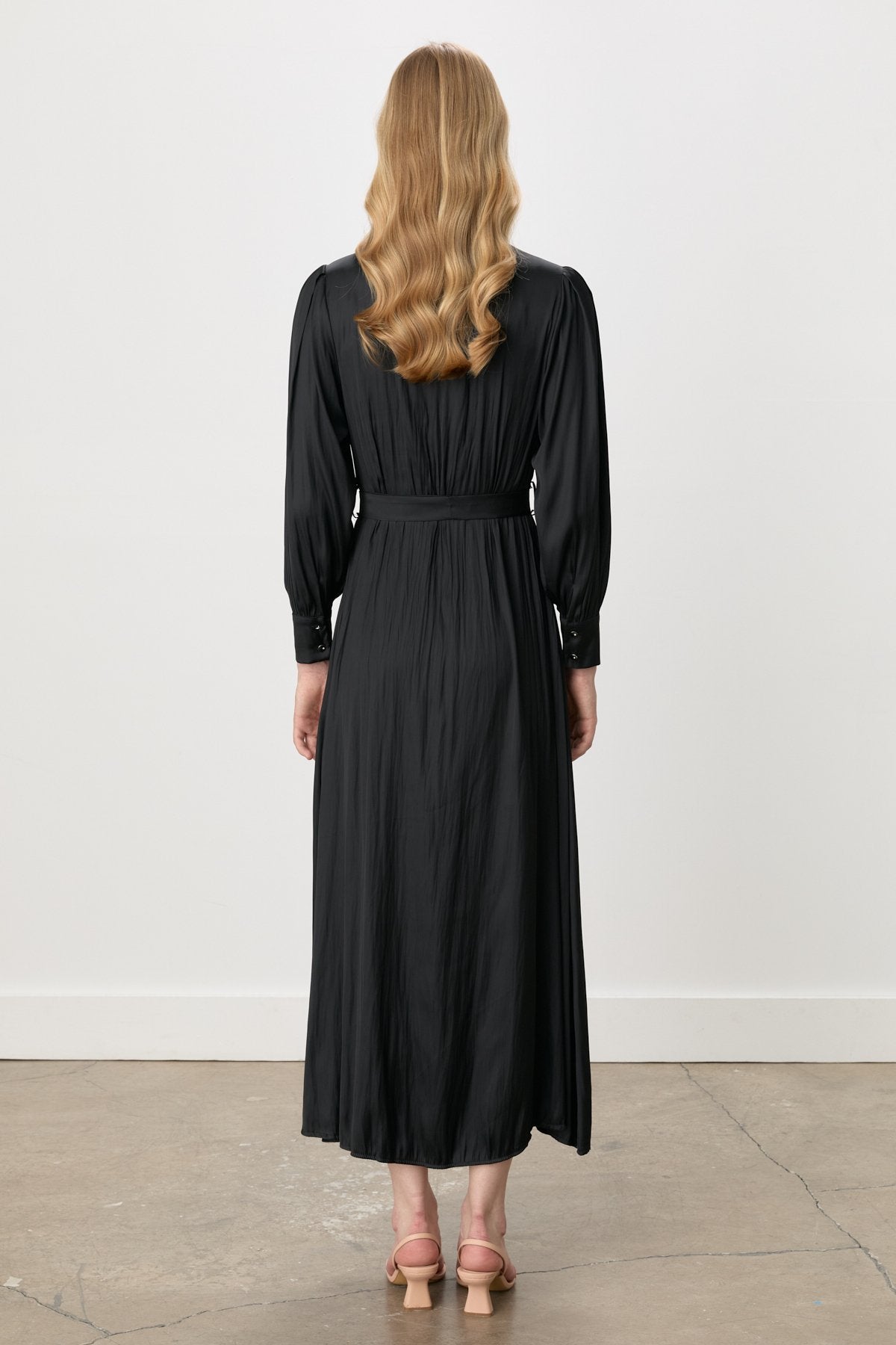 Balloon Sleeve Crash Dress - Black