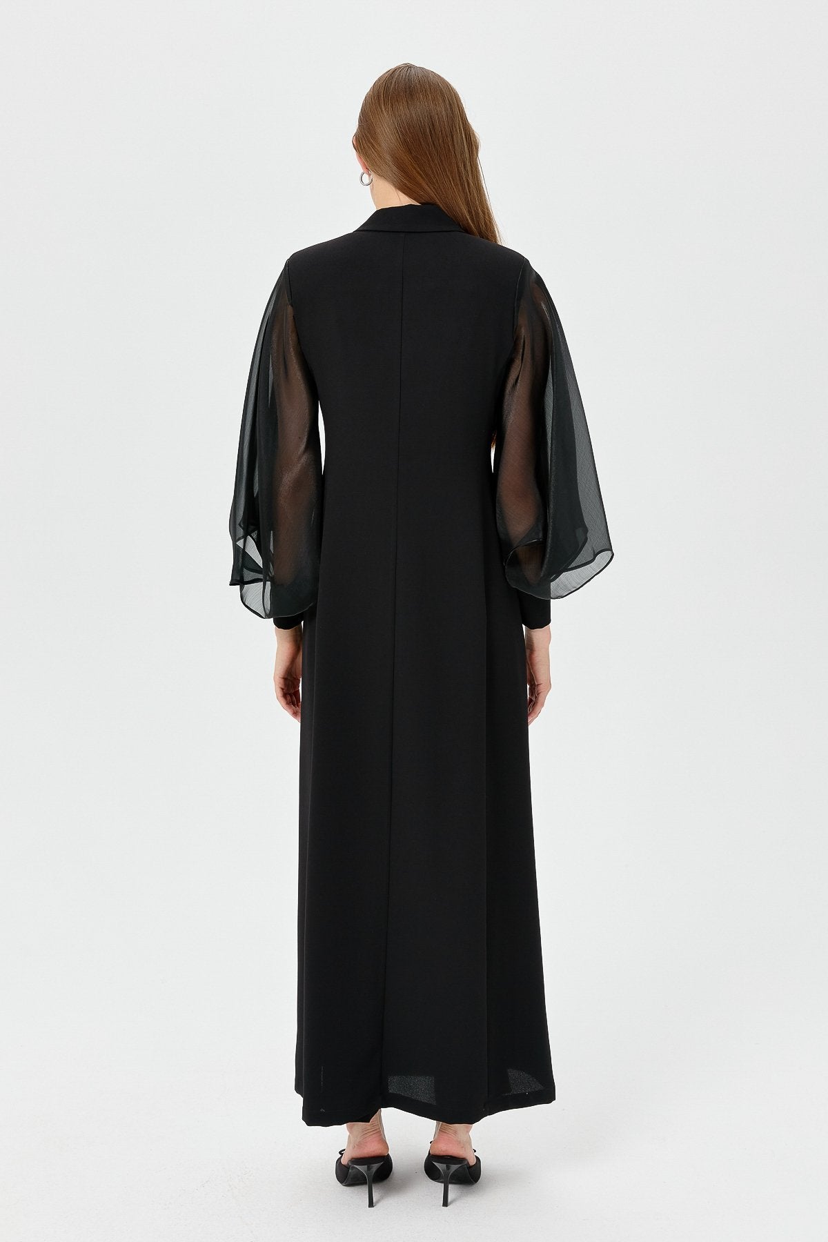 Balon Kollu Şık Kaftan Takım - Siyah