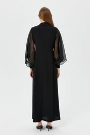 Balon Kollu Şık Kaftan Takım - Siyah