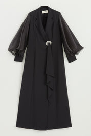 Balon Kollu Şık Kaftan Takım - Siyah