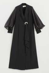 Balon Kollu Şık Kaftan Takım - Siyah