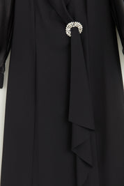 Balon Kollu Şık Kaftan Takım - Siyah