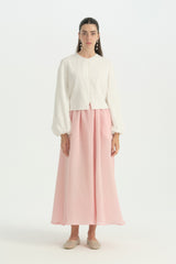 Balloon Sleeve Viscose Crop Shirt - Ecru
