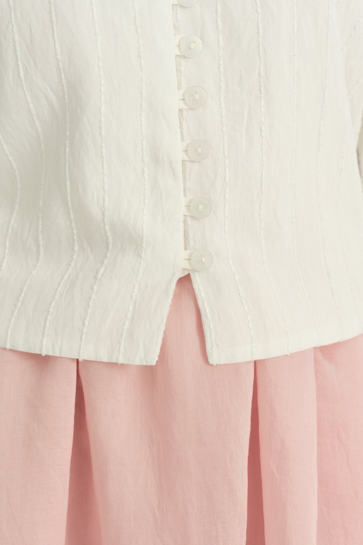 Balloon Sleeve Viscose Crop Shirt - Ecru