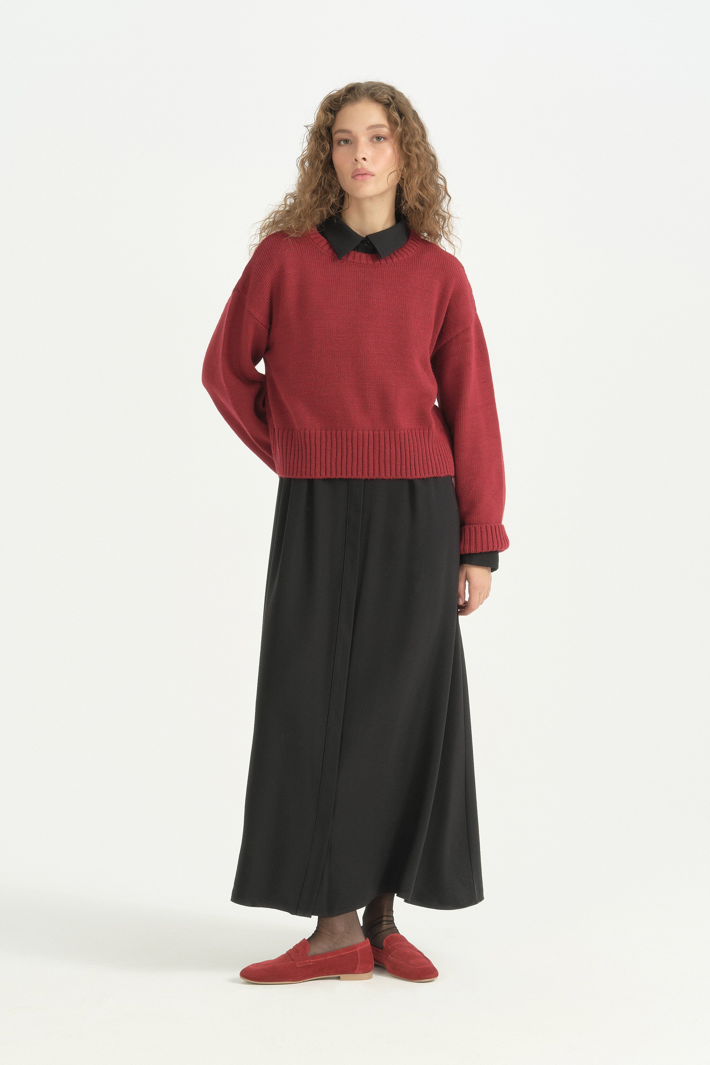 Basic Crop Kazak - Bordo