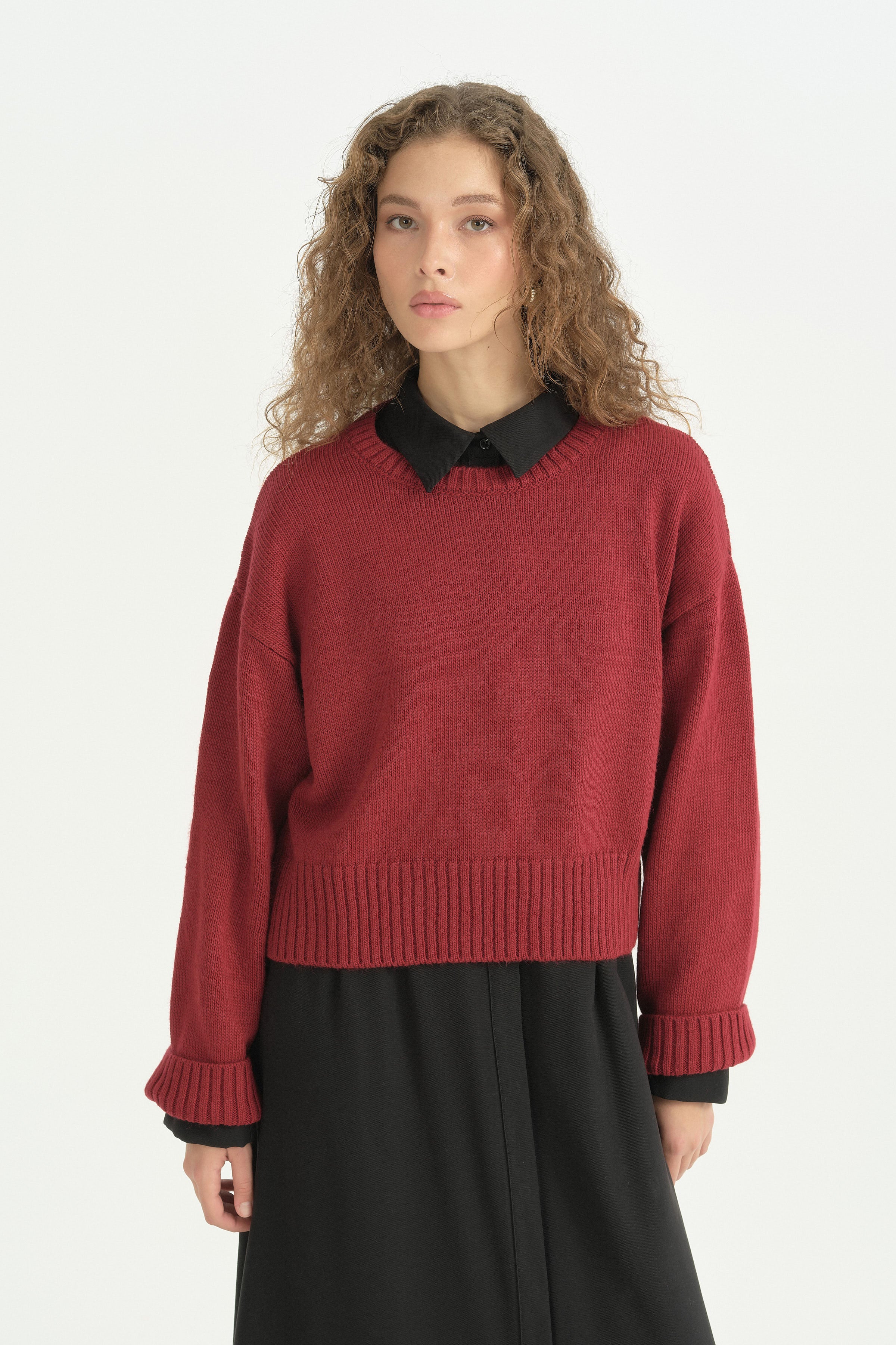 Basic Crop Kazak - Bordo