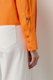 Basic Crop Cotton Shirt - Orange