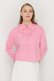 Basic Crop Pamuk Gömlek - Pembe