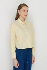 Basic Crop Cotton Shirt - Yellow