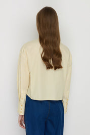 Basic Crop Cotton Shirt - Yellow