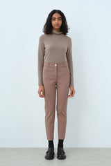 Basic Dar Paça Pantolon - Vizon