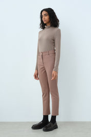 Basic Dar Paça Pantolon - Vizon