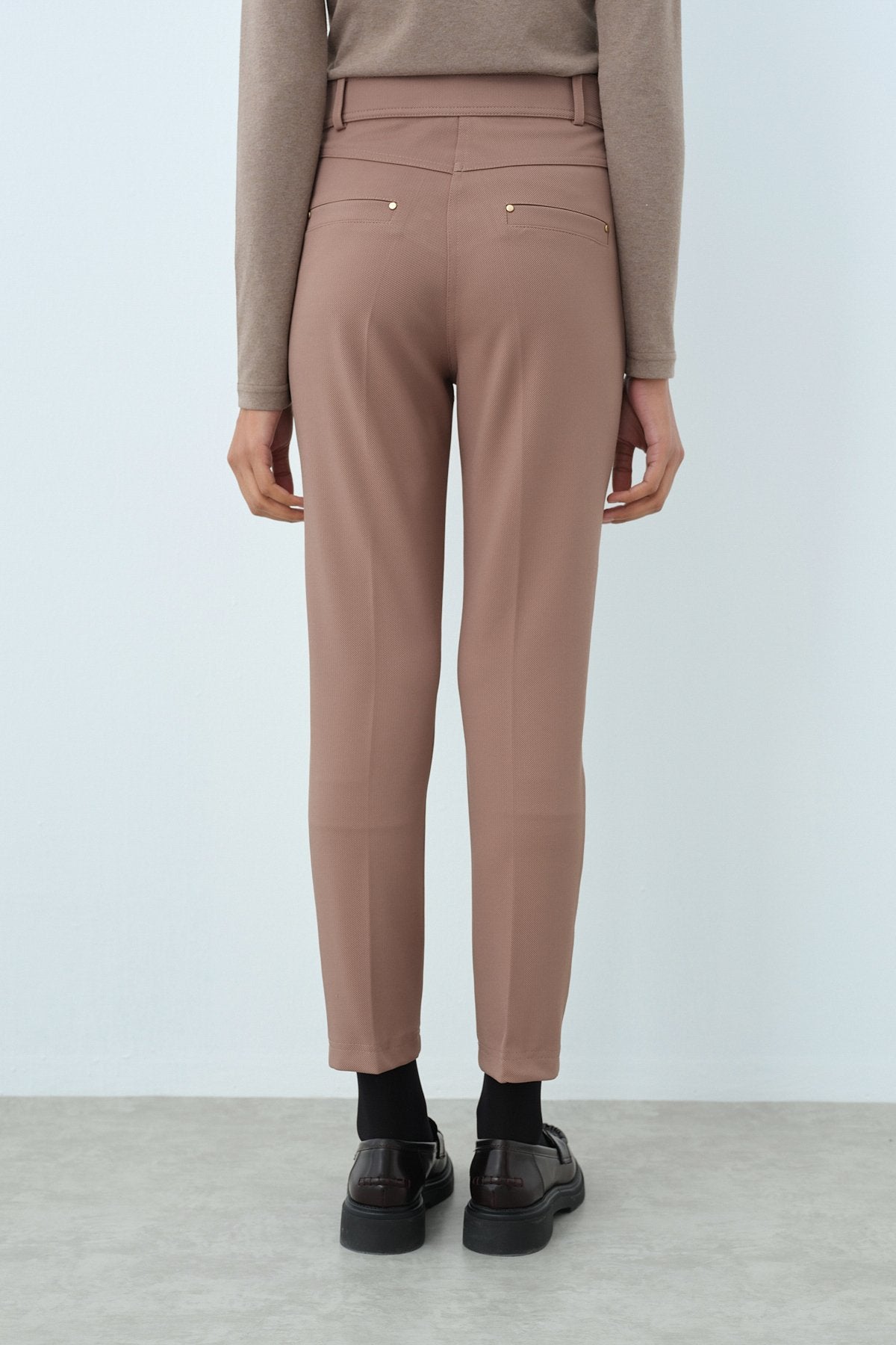 Basic Dar Paça Pantolon - Vizon
