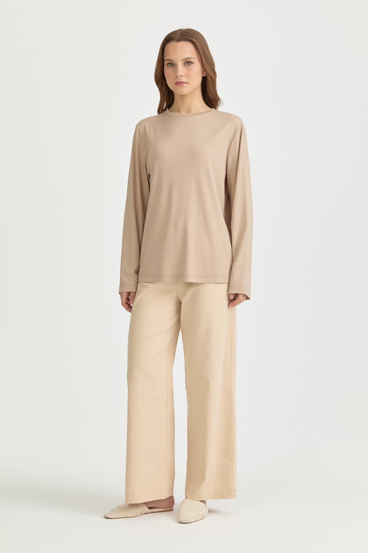 Basic Örme rayon karışımlı Bluz - Bej