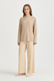 Basic Örme rayon karışımlı Bluz - Bej